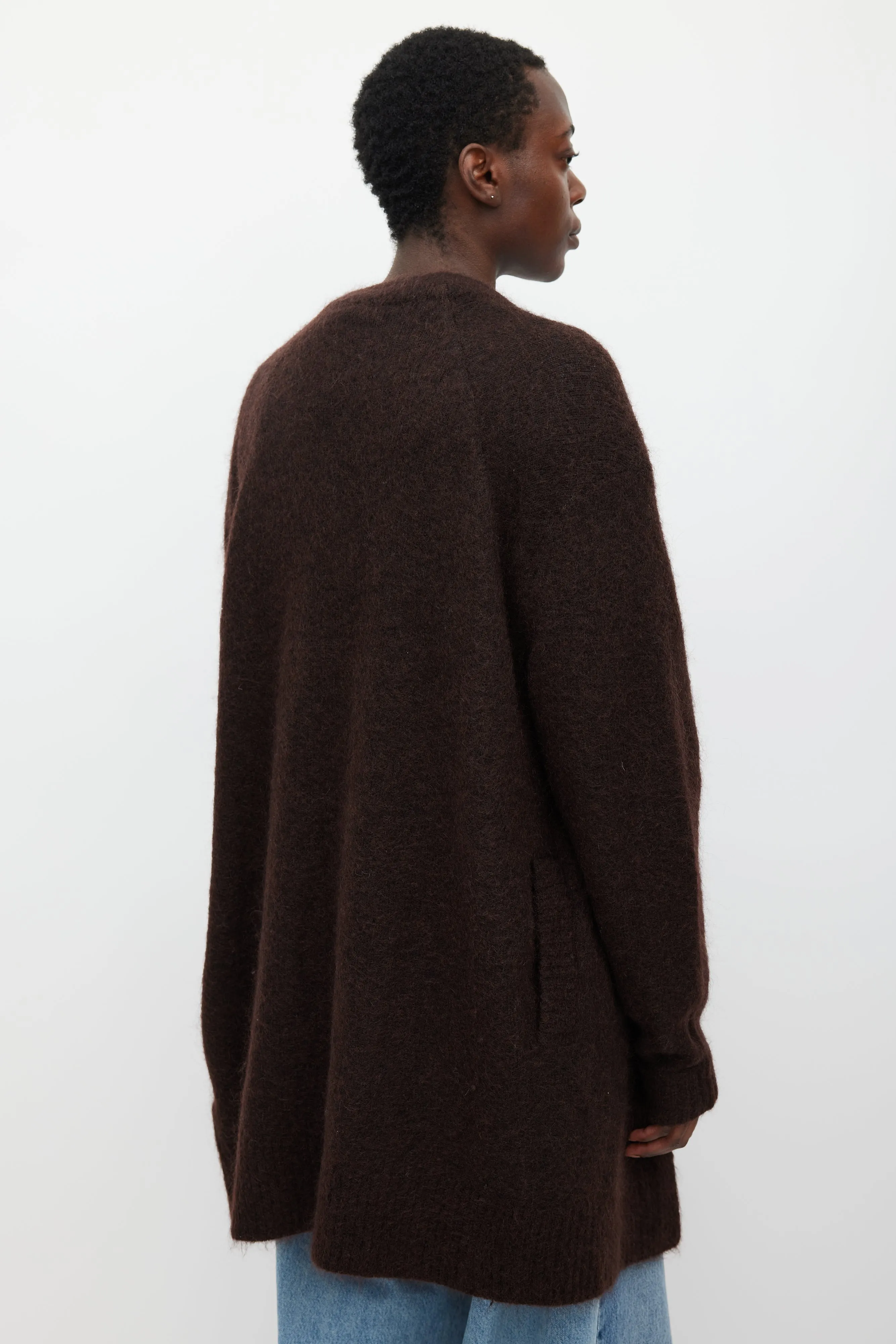 Brown Raya SH Mohair Open Cardigan