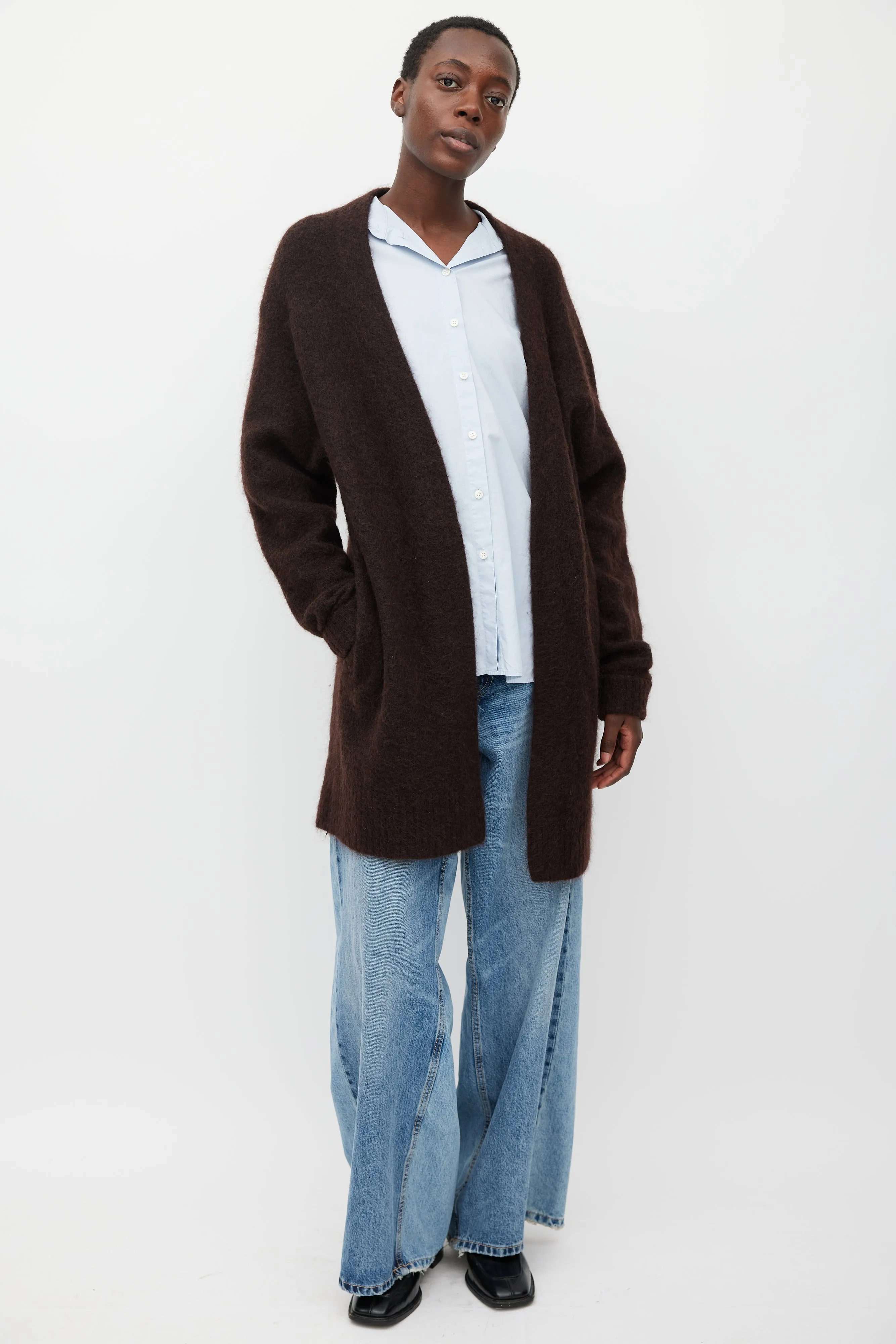 Brown Raya SH Mohair Open Cardigan