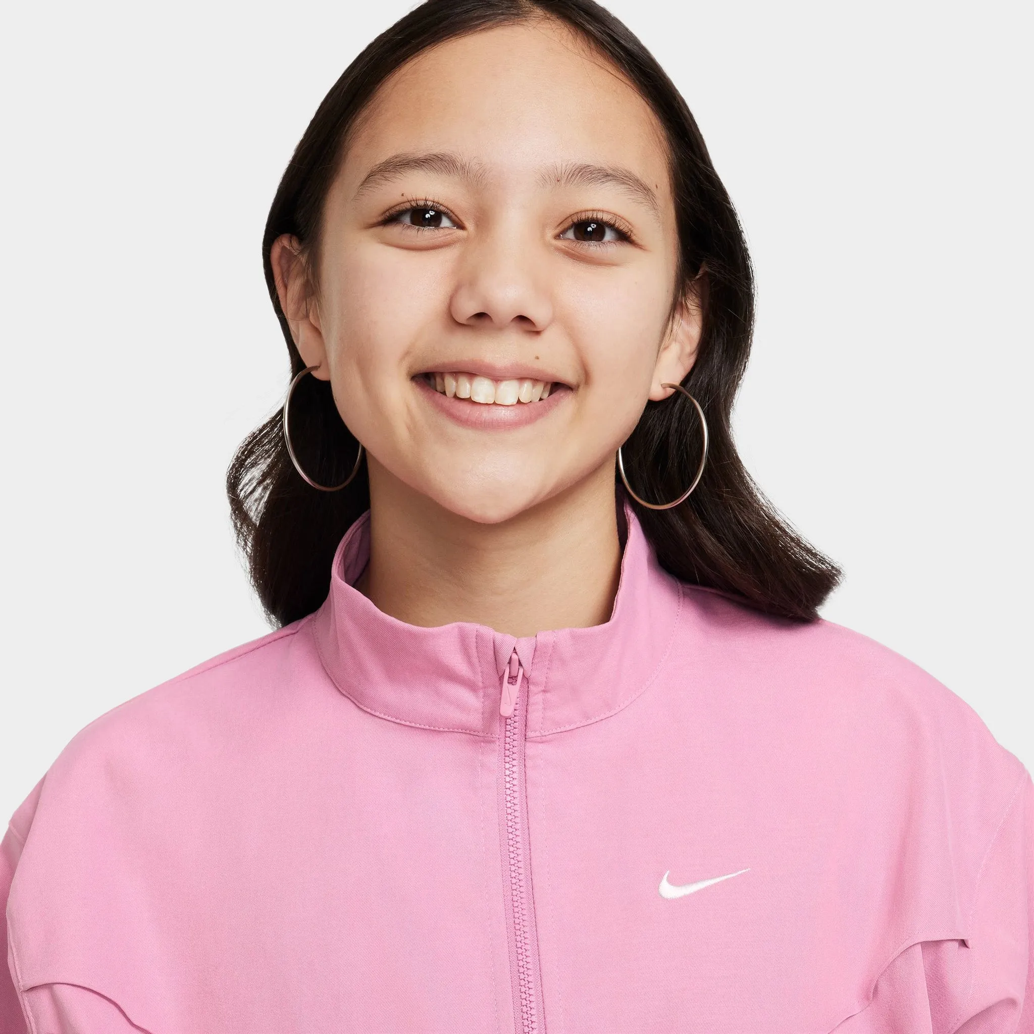 Nike Sportswear Junior Girls' Lightweight Oversized Jacket Magic Flamingo / White