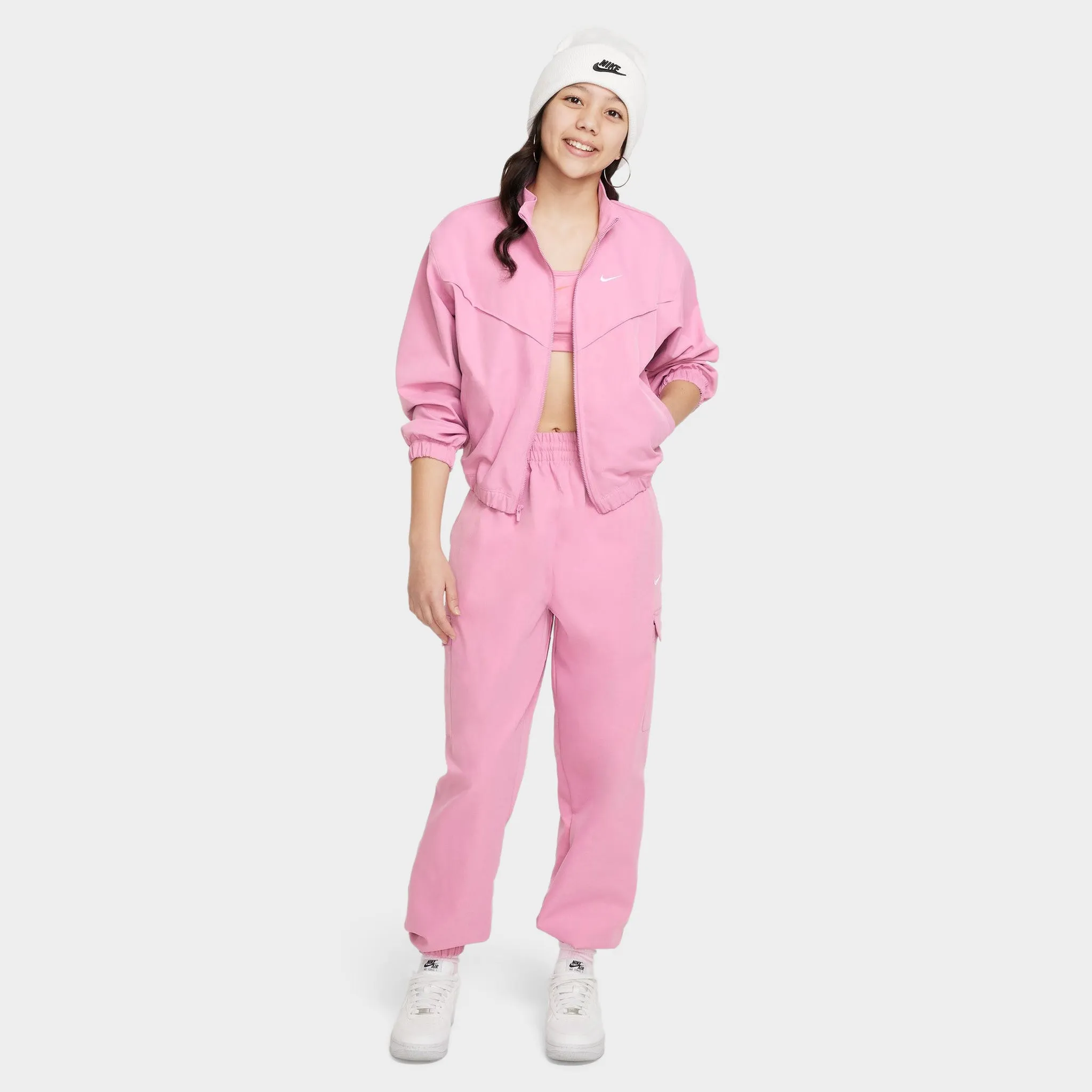 Nike Sportswear Junior Girls' Lightweight Oversized Jacket Magic Flamingo / White
