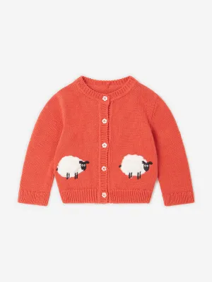 Stella McCartney Baby Girls Knitted Sheep Cardigan in Red