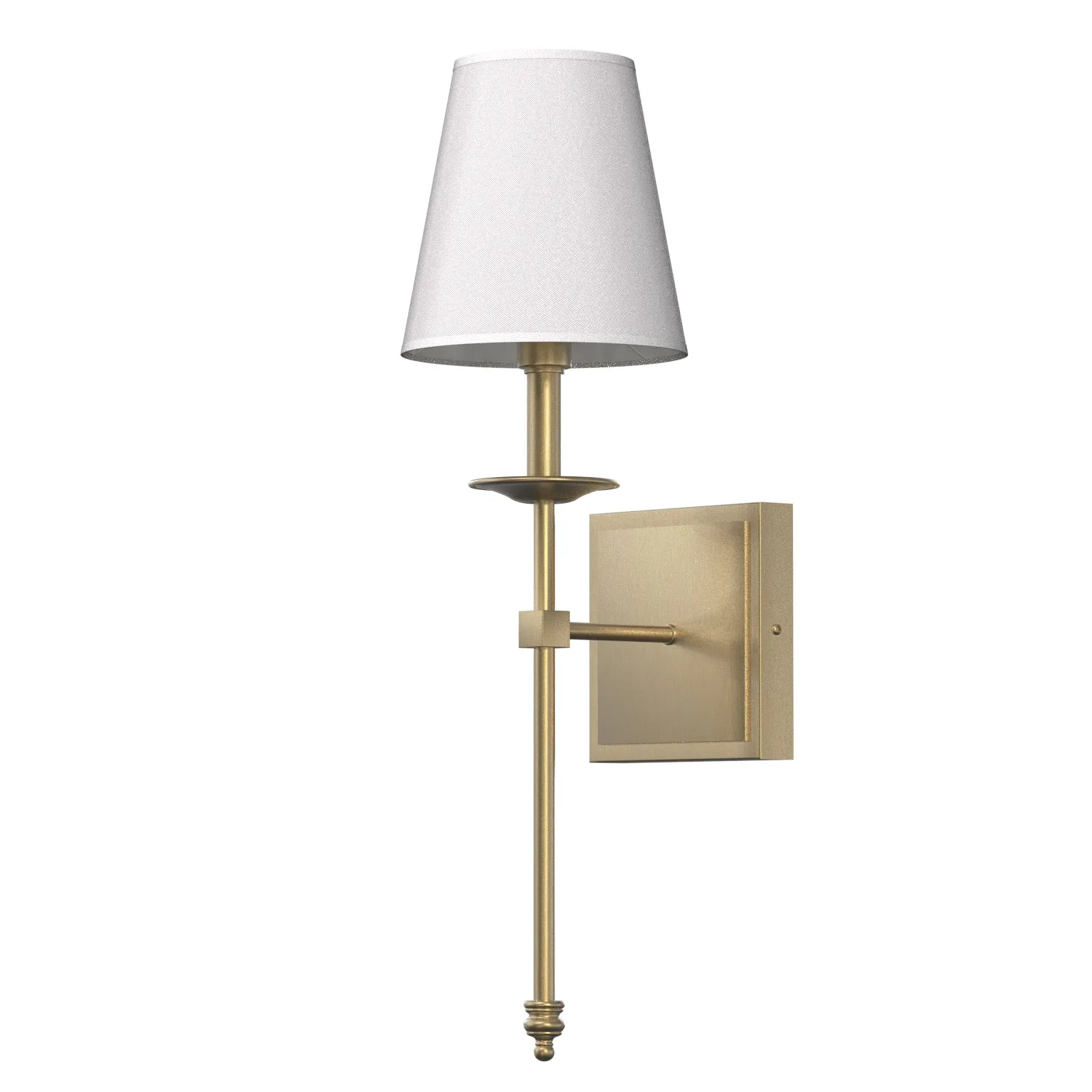 VIKKI Modern Interior Wall Light Aged Brass with White Fabric Shade E14