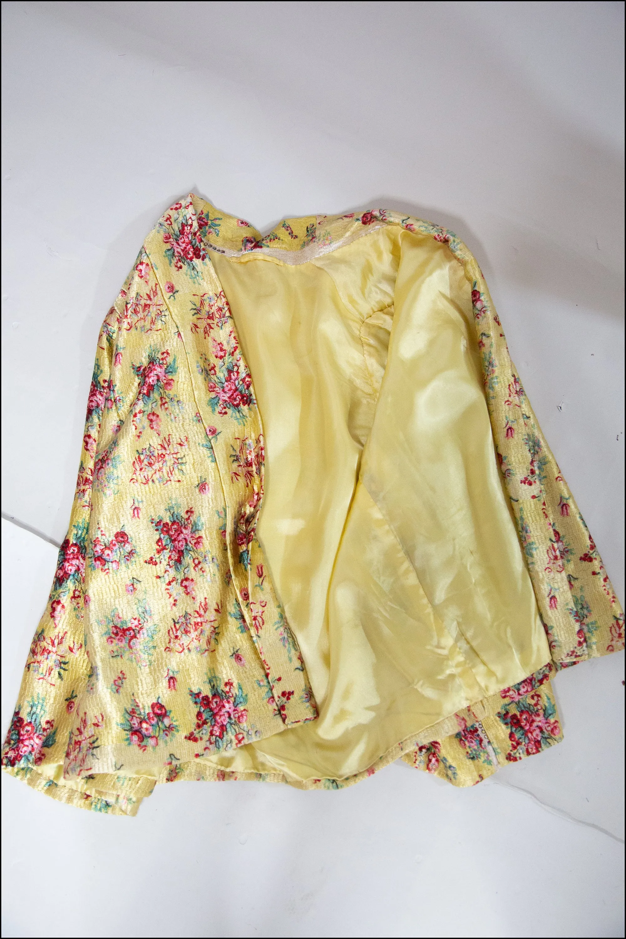 Vintage 1930s Yellow Floral Silk Kimono Jacket